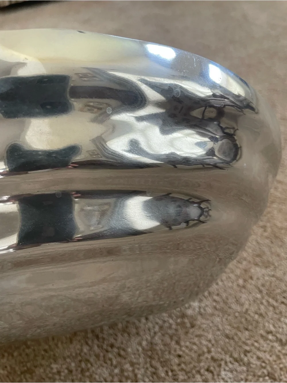 Pottery Barn Silver Ripple Wide Bowl